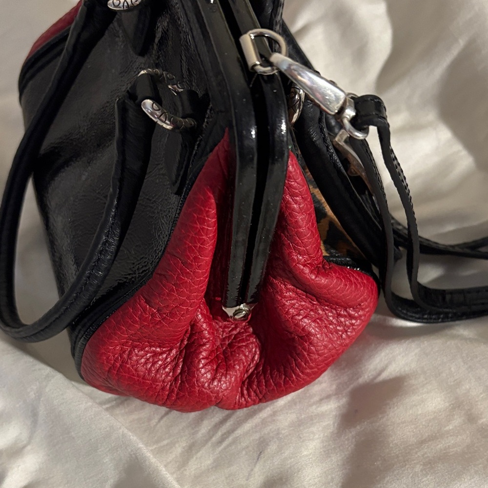 Brighton Leopard Print and Red Leather Mini Purse with Crossbody Strap - Picture 6 of 10